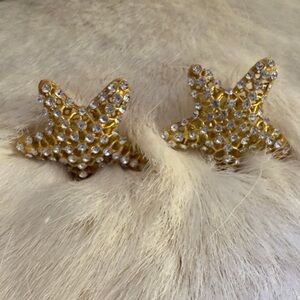Gold Starfish Crystal Earrings